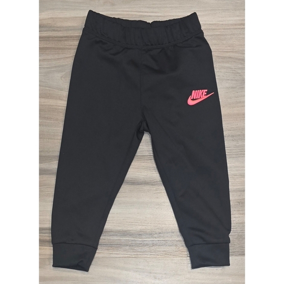 Nike Black Joggers with Pink Logo Size 18 Months - Picture 1 of 6